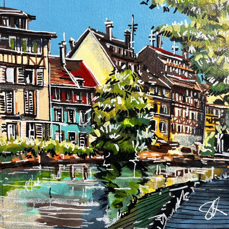 Gemälde Balade au bord de l’Ill à Strasbourg von Touras Sophie-Kim | Gemälde Realismus Stillleben Öl