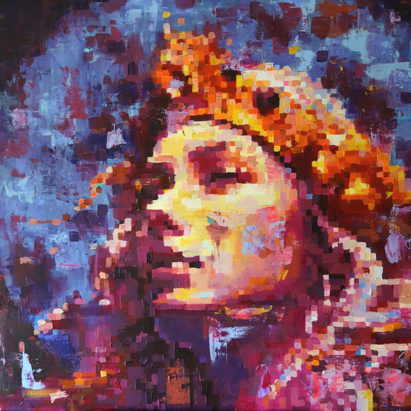 Painting Artémis by Nicolas Jesbac | Painting Figurative Portrait Acrylic