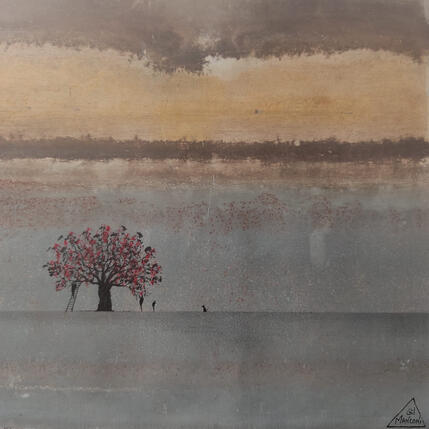 Painting Justine by Manconi Gil | Painting Subject matter Metal, Upcycling Landscapes