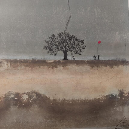 Painting Léa by Manconi Gil | Painting Subject matter Metal, Upcycling Landscapes