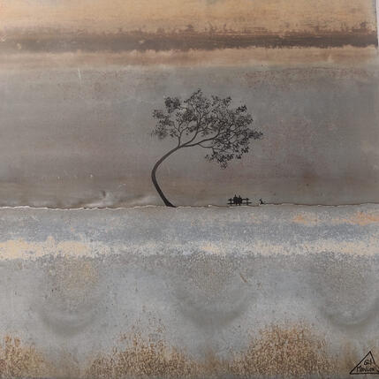 Painting Lauriane by Manconi Gil | Painting Subject matter Metal, Upcycling Landscapes
