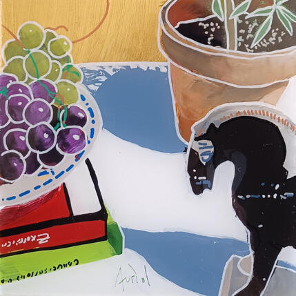 Painting Gengis hésitait pour ses congés  by Auriol Philippe | Painting Figurative Acrylic, Plexiglass, Posca Still-life