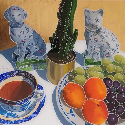 Painting Les jumeaux patientaient pour le dessert by Auriol Philippe | Painting Figurative Acrylic, Plexiglass, Posca Still-life