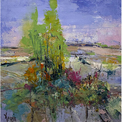Painting Les arbres verts by Dessein Pierre | Painting Figurative Oil