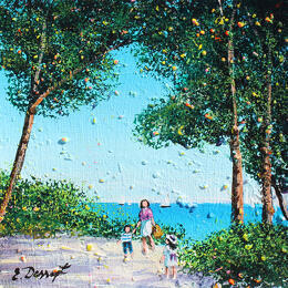 Painting La plage avec maman by Dessapt Elika | Painting