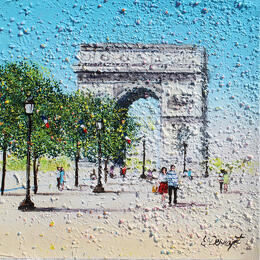 Gemälde L'été sur les Champs-Elysées von Dessapt Elika | Gemälde Impressionismus Acryl, Sand Pop-Ikonen