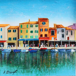 Gemälde Le petit port von Dessapt Elika | Gemälde Impressionismus Acryl, Sand