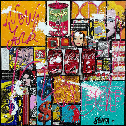 Painting Pop NY by Costa Sophie | Painting Pop-art Acrylic, Gluing, Upcycling Pop icons