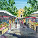 Peinture Toulon marché animé par Hoffmann Elisabeth | Tableau Figuratif Urbain Aquarelle