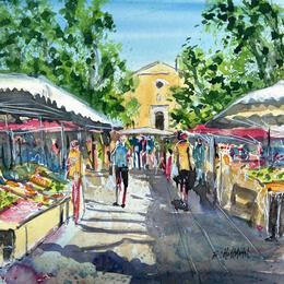 Peinture Toulon marché animé par Hoffmann Elisabeth | Tableau