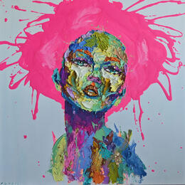 Painting Pink love by Agusil | Painting  Portrait
