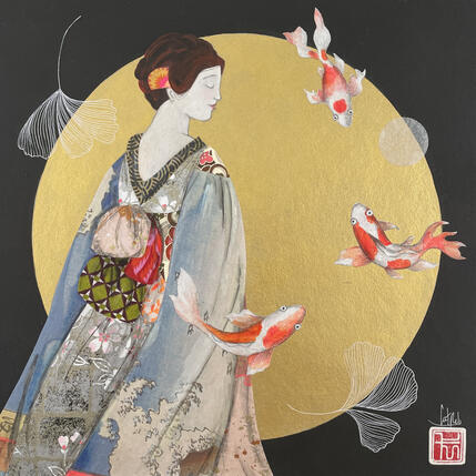 Painting NISHIKIGOI by Rebeyre Catherine | Painting Naive art Acrylic