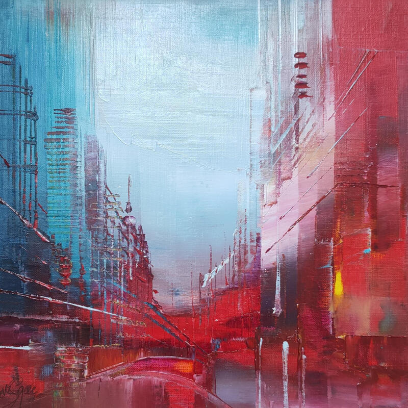 Painting Soir rouge by Levesque Emmanuelle | Painting Oil