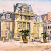 Painting LA POSTE TÉLÉGRAPHES by Mestres Sergi | Painting Figurative Architecture Watercolor Acrylic