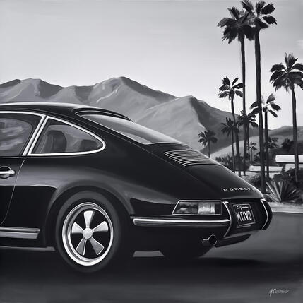 Painting  On the road  by Clavaud Morgane | Painting Figurative Acrylic Architecture, Black & White, Landscapes