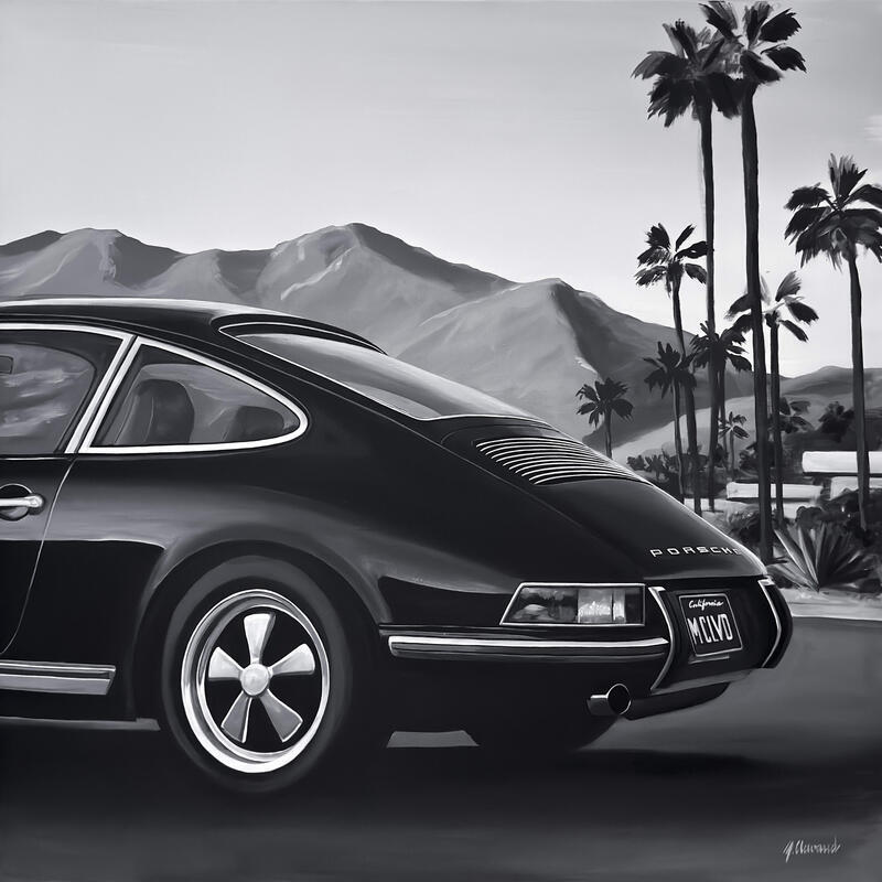 Painting  On the road  by Clavaud Morgane | Painting Figurative Landscapes Architecture Black & White Acrylic