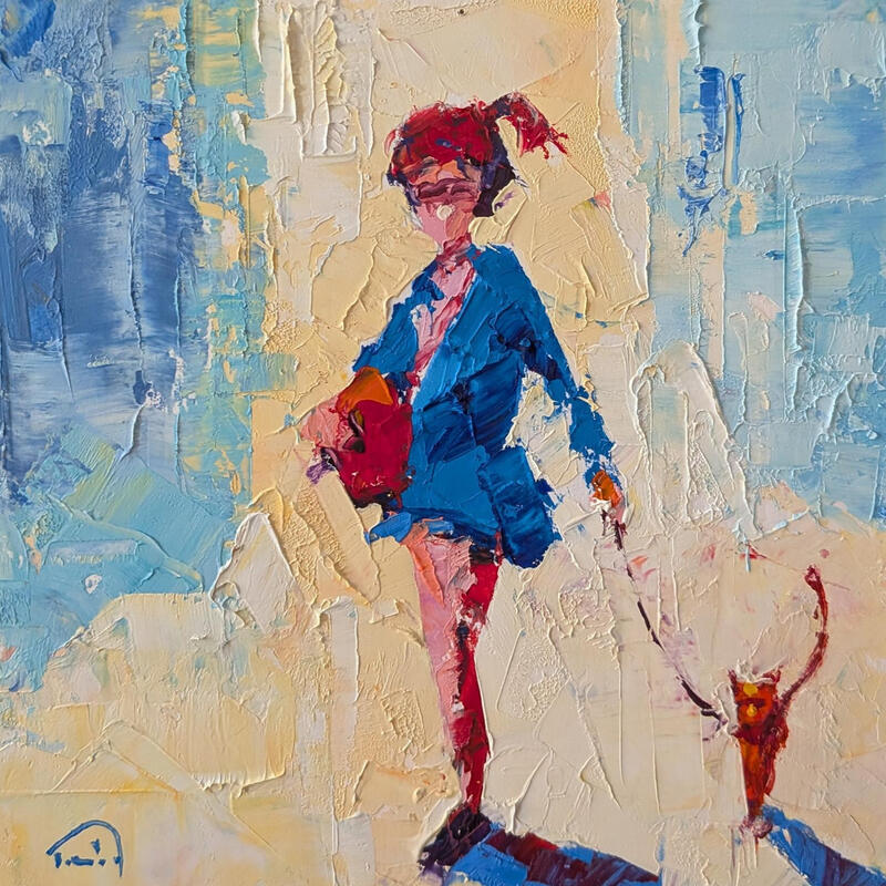 Peinture Bon dia! par Tomàs | Tableau Impressionnisme Portraits Huile