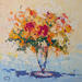 Peinture Flors amb copa par Tomàs | Tableau Impressionnisme Natures mortes Huile