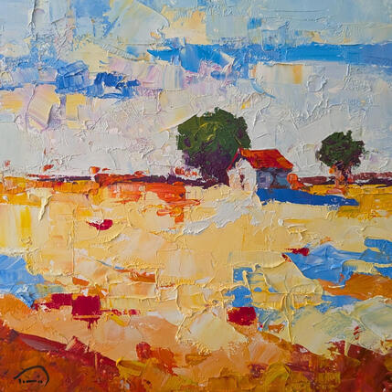 Peinture L'arbre verd par Tomàs | Tableau Impressionnisme Huile Paysages