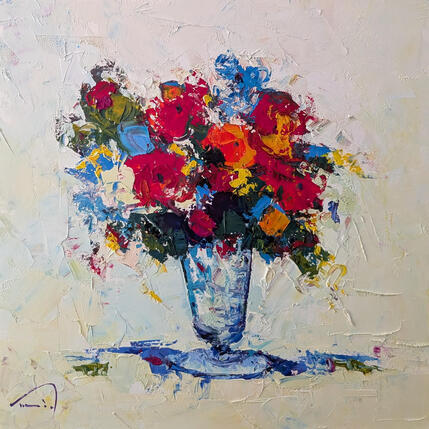 Peinture Flors vermelles par Tomàs | Tableau Impressionnisme Huile Natures mortes