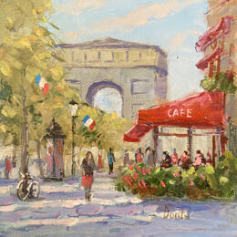 Painting Le cycliste du café de Flore  by Dontu Grigore | Painting
