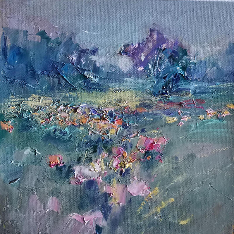 Painting Harmony of green by Petras Ivica | Painting Figurative Landscapes Oil