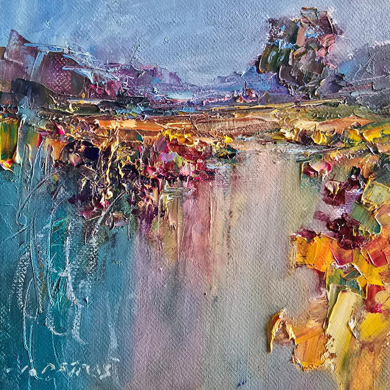 Painting Spring glow by Petras Ivica | Painting Figurative Landscapes Oil