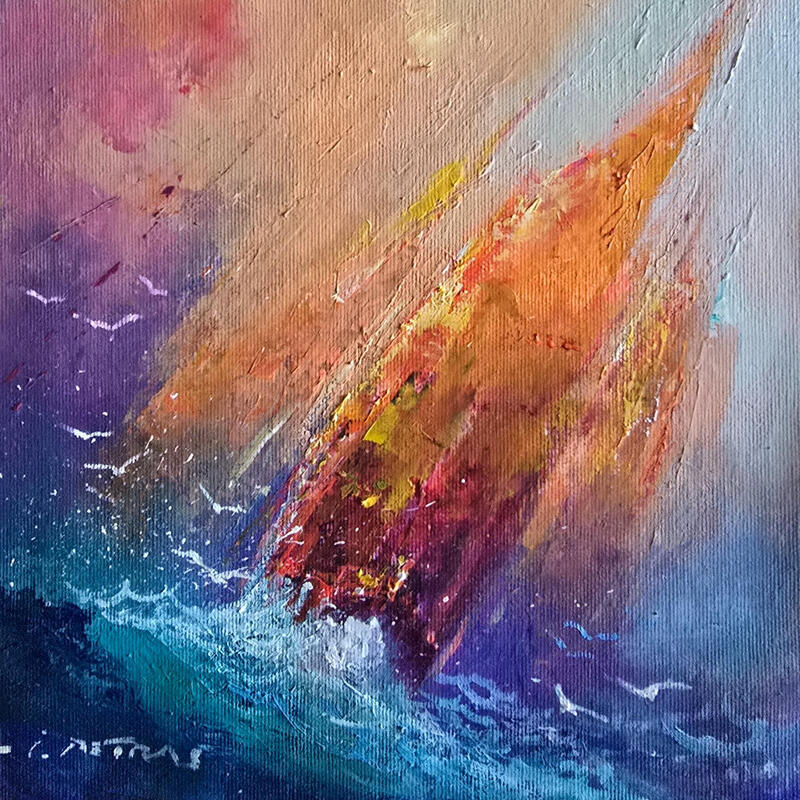 Painting Wild sea by Petras Ivica | Painting Figurative Landscapes Oil