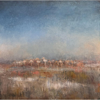 Peinture ma camargue enchantée par Rocco Sophie | Tableau Art Singulier Acrylique, Collage, Sable
