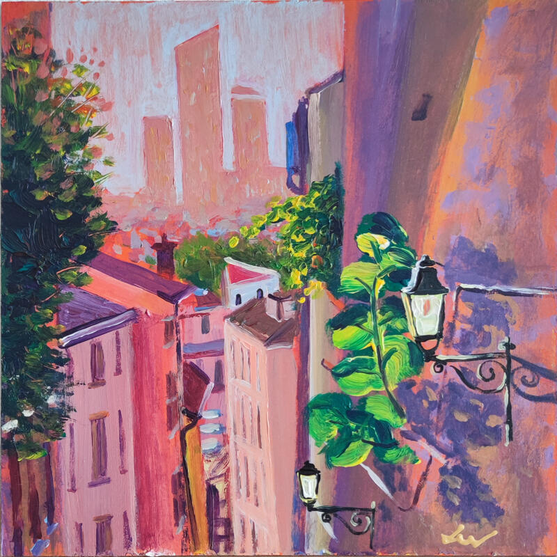 Peinture Entre deux époques par Sheremet Ion | Tableau Impressionnisme Urbain Acrylique