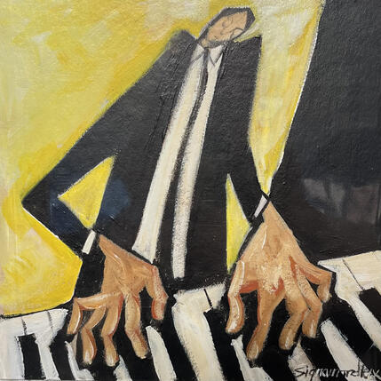 Painting En Solo by Signamarcheix Bernard | Painting Naive art Acrylic, Ink, Pastel Pop icons