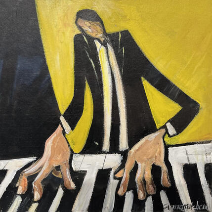 Painting Le concert by Signamarcheix Bernard | Painting Naive art Acrylic, Ink, Pastel Pop icons