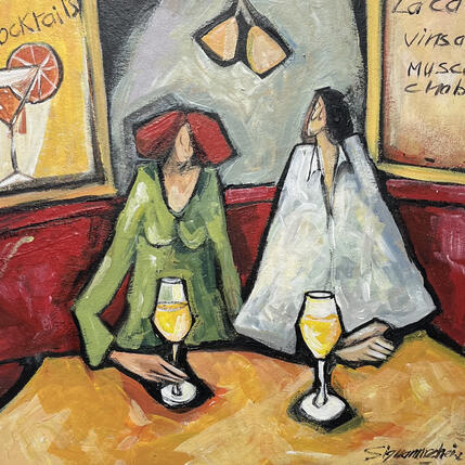 Painting Le bar à cocktails by Signamarcheix Bernard | Painting Naive art Acrylic, Ink, Pastel