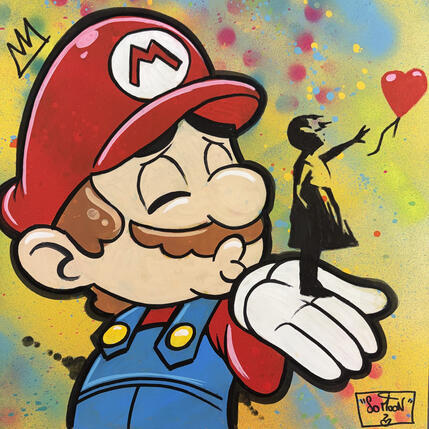 Peinture Mario Love Banksy par So Moon | Tableau