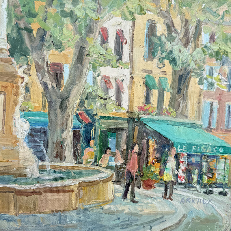 Painting Place de la mairie by Arkady | Painting Figurative Oil