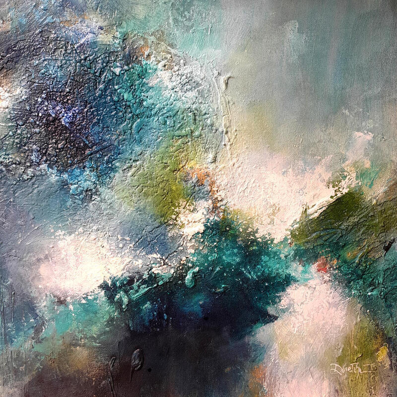Gemälde Océan cosmique von Dupetitpré Roselyne | Gemälde Abstrakt Minimalistisch Acryl Tinte