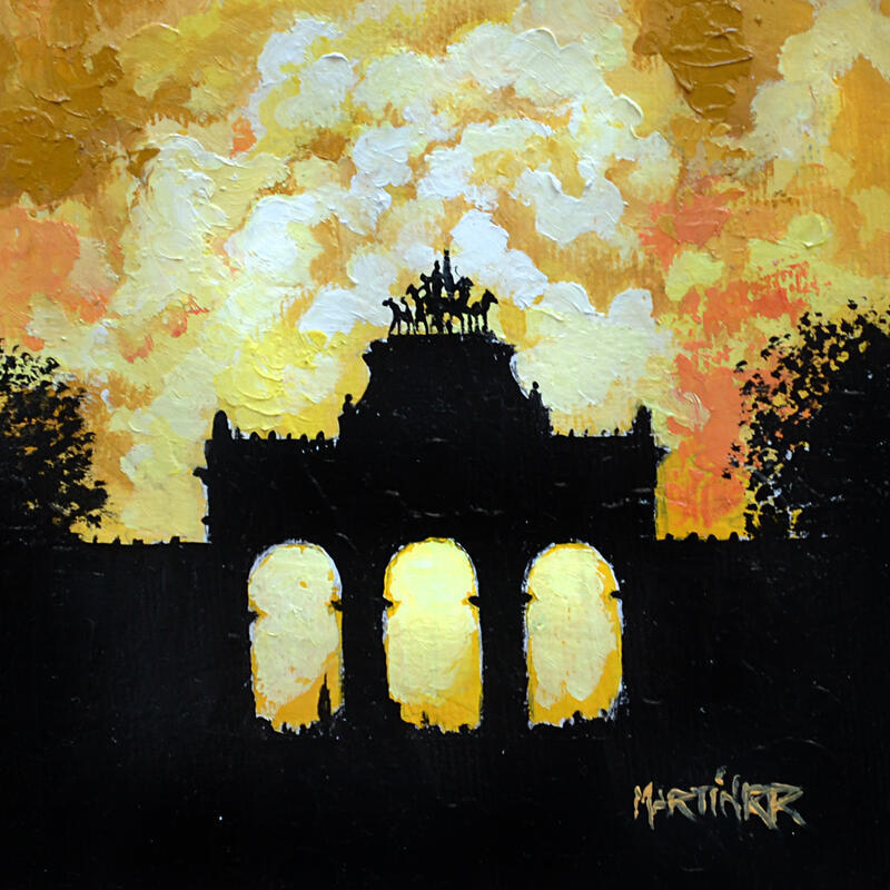 Painting Silueta Cinquentenaria by Rodriguez Rio Martin | Painting Figurative Urban Oil