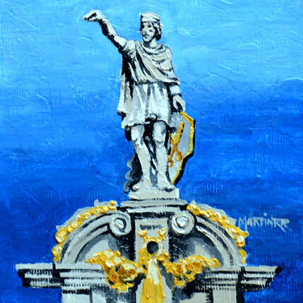 Painting Statue in the Grand Place by Rodriguez Rio Martin | Painting Figurative Oil Urban