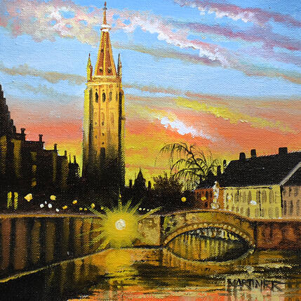Painting Twilight in Bruges by Rodriguez Rio Martin | Painting Figurative Oil Pop icons, Urban