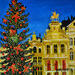 Painting Golden Christmas by Rodriguez Rio Martin | Painting Figurative Urban Oil