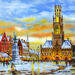 Painting Snow in Bruges by Rodriguez Rio Martin | Painting Figurative Urban Oil