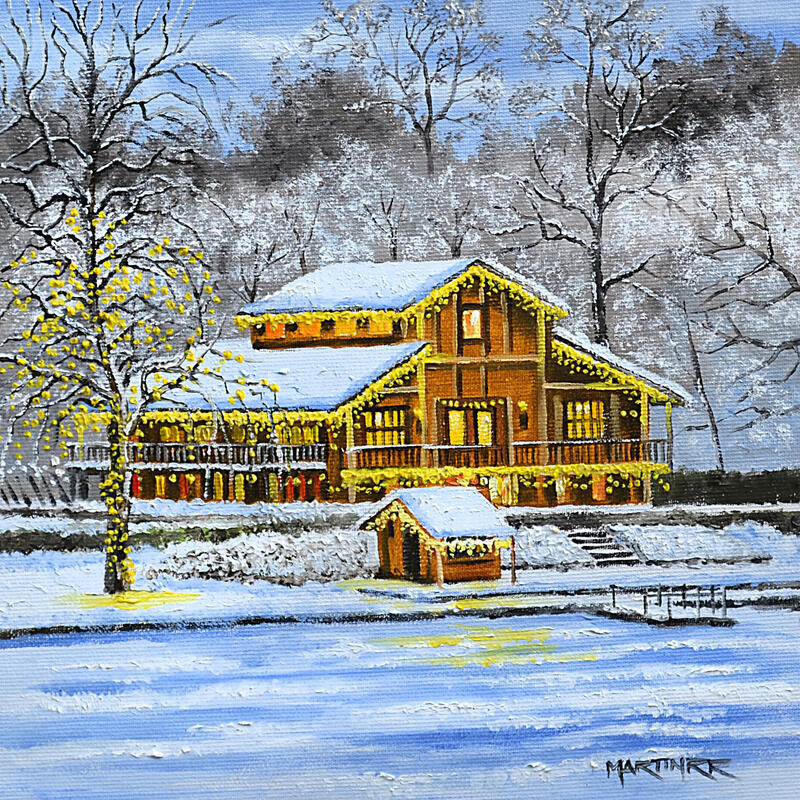 Painting Snow at the Chalet Robinson by Rodriguez Rio Martin | Painting Figurative Urban Oil
