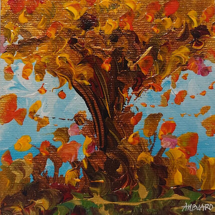 Peinture Arbre de vie en automne par Amblard Florence | Tableau Impressionnisme Acrylique Nature, Paysages