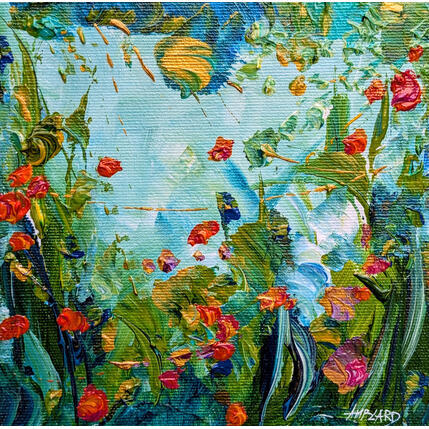 Painting Abstraction florale by Amblard Florence | Painting Impressionism Acrylic Landscapes, Nature, Pop icons