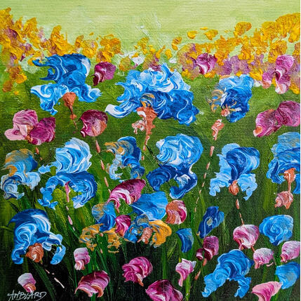 Painting Iris multicolores by Amblard Florence | Painting Impressionism Acrylic Landscapes, Nature