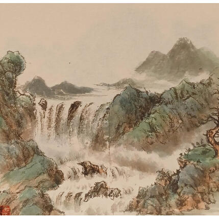 Painting Cascades vertes by Yu Huan Huan | Painting Figurative Ink Pop icons