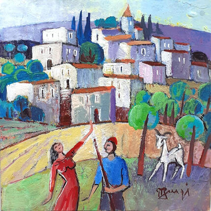 Painting AN52 LA FEMME ET LE BERGER by Burgi Roger | Painting