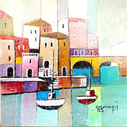 Painting AR92 LA VILLE AU PONT JAUNE by Burgi Roger | Painting