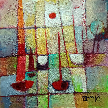 Painting BA10 SOLEIL ROUGE by Burgi Roger | Painting