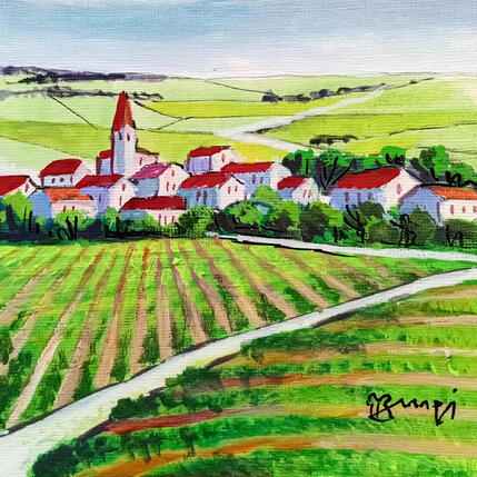 Painting BA93 BOURGOGNE VILLAGE ET VIGNOBLES by Burgi Roger | Painting